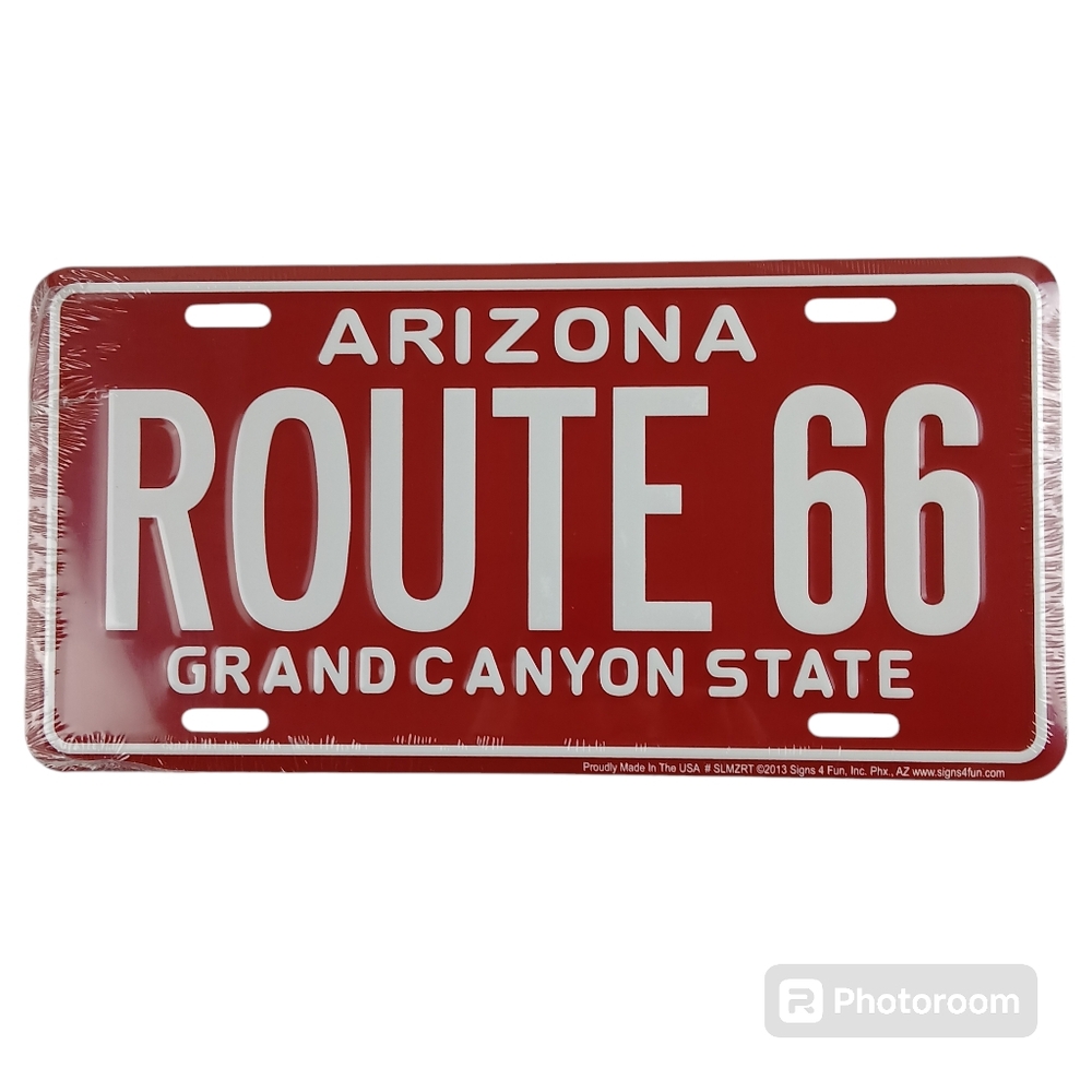 ARIZONA ROUTE 66 License Plate Metal Embossed Car Truck Novelty Sign Wall Decor